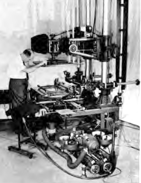 Figure 39. An Oxberry optical printer with an animation stand could be used to alter content. (Source: Fielding, The Technique of Special Effects Cinematography[L26])