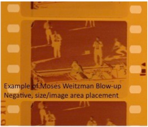 Figure 42. Frame 346 printed as a negative on an Oxberry optical printer by Moses Weitzman for Time-Life. Note that the perforation region image observed in Figure 41 was not copied because of optical...