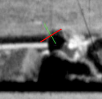 Figure 23. The red line added by the author shows where the green line enters deep shadow at approximately 60% of the line’s length (Source:[L2] Midnight Writer News; annotations by the author)