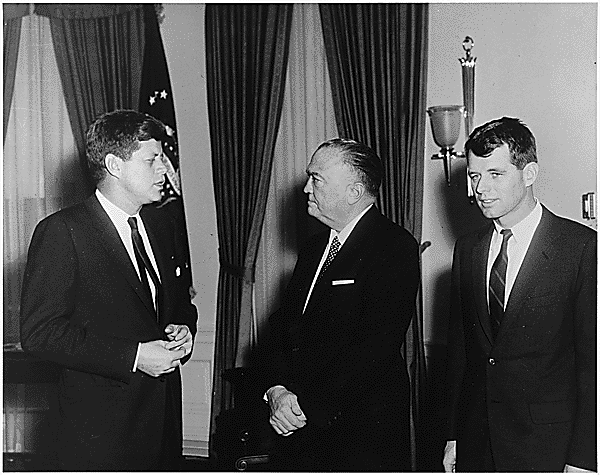 President Kennedy Facing J. Edgar Hoover and Robert F. Kennedy