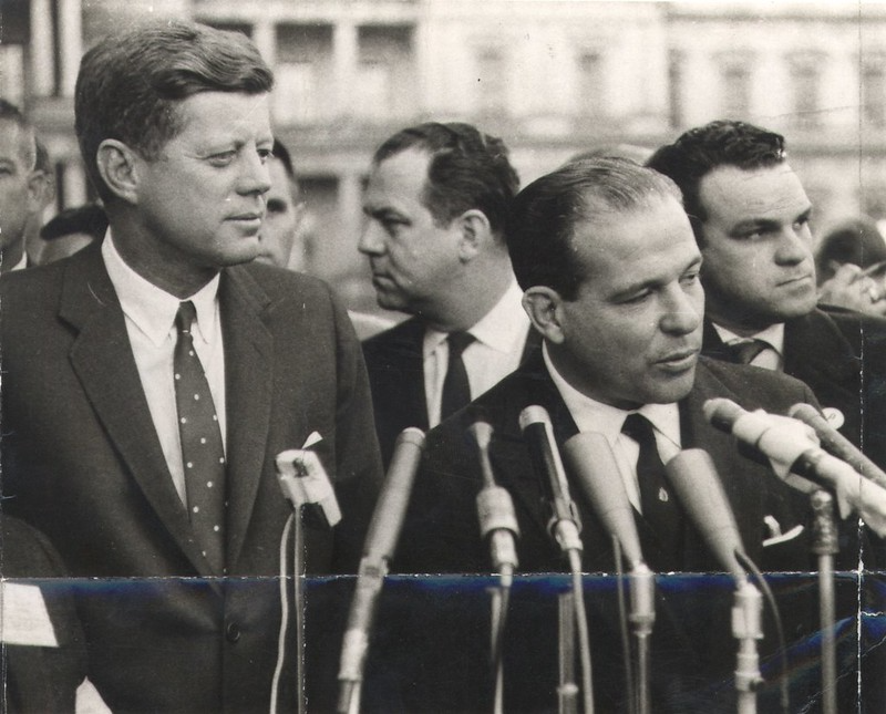 President John F. Kennedy Standing with a Foreign Ally a Year Before His Assassination