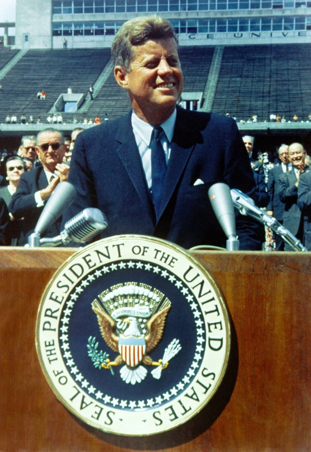President John F. Kennedy on a Dias Facing an Audience
