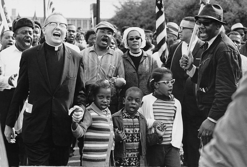 Martin Luther King, Coretta Scott King, Dr. Ralph David Abernathy, and His wife Mrs. Juanita Abernathy Leading a March in 1965