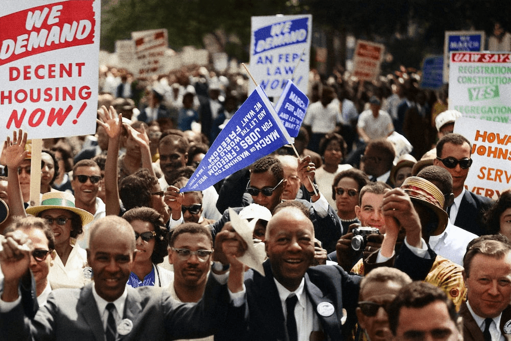 A Colorized Snapshot of Civil Rights Activists at the March on Washington for Jobs and Freedom